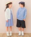 子供服 女の子 子ども服 こども キッズ ジュニア ストライプ 襟付き ドッキングワンピース ワンピ 音符刺繍 ブルー(61) モデル画像3