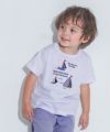 ベビー服 男の子 綿100％ ロゴ ヨット 刺繍 Tシャツ オフホワイト(11) モデル画像アップ