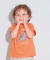 ベビー服 男の子 綿100％ 恐竜 刺繍 ロゴ Tシャツ オレンジ(07) モデル画像アップ