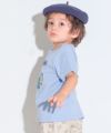ベビー服 男の子 綿100％ 働く車 刺繍 ワッペン Tシャツ ブルー(61) モデル画像アップ