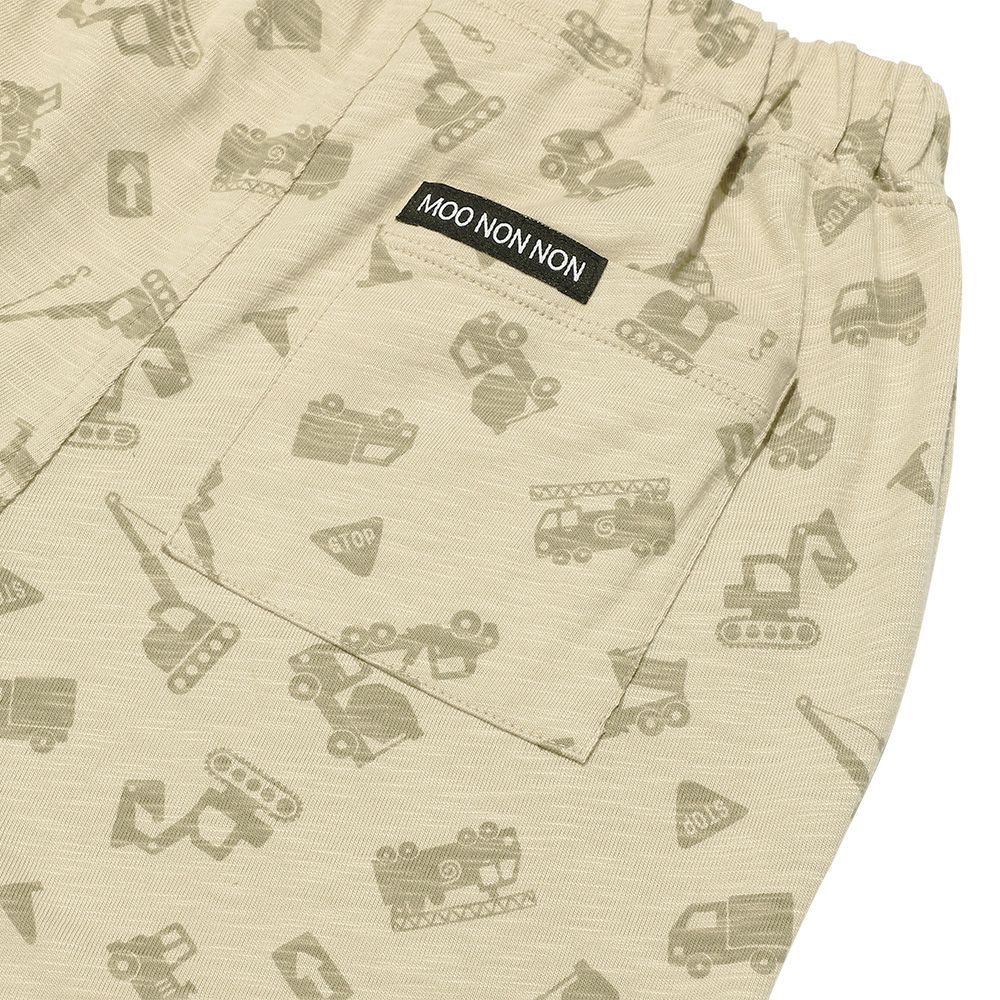 ベビー服 男の子 綿100％ 働く車プリントハーフパンツ ベージュ(51) デザインポイント1