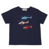 ベビー服 男の子 綿100％ ヘリコプター ワッペン Tシャツ ネイビー(06) 正面