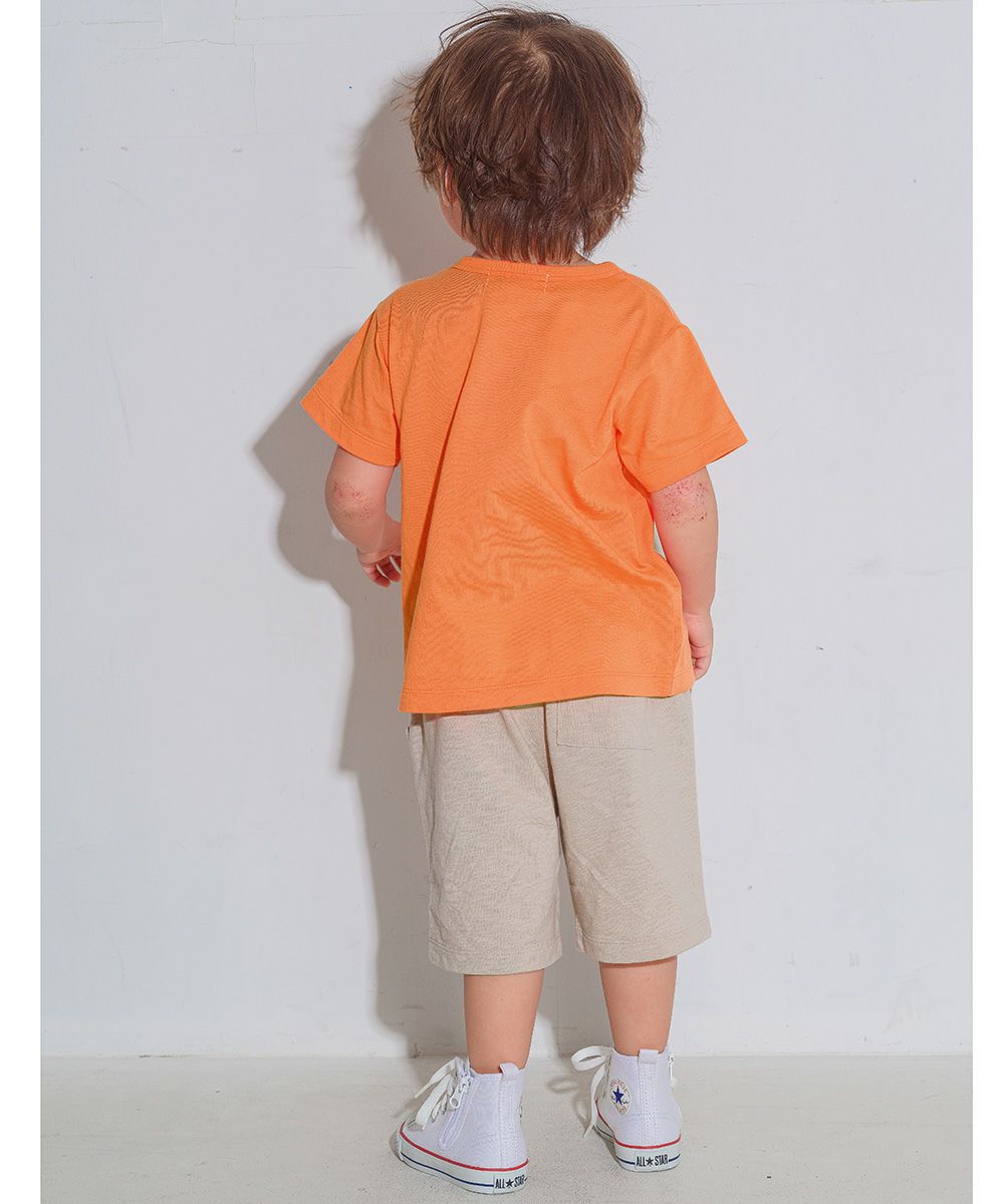 ベビー服 男の子 綿100％ 恐竜 ロゴ 刺繍 ワッペン ハーフパンツ ベージュ(51) モデル画像2