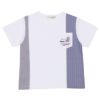 子供服 男の子 綿１００％ ストライプ柄 Tシャツ オフホワイト(11) 正面