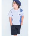 子供服 男の子 綿１００％ ストライプ柄 Tシャツ オフホワイト(11) モデル画像アップ