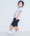 ベビー服 男の子 綿100％ 子ども服 こども キッズ ジュニア コットン ストライプ 襟付き　ロゴワッペン　ティーシャツ オフホワイト(11) モデル画像2
