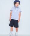 ベビー服 男の子 綿100％ 子ども服 こども キッズ ジュニア コットン ストライプ 襟付き　ロゴワッペン　ティーシャツ オフホワイト(11) モデル画像4