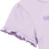 ベビー服 女の子 綿100％ ティーカップ刺繍 Tシャツ パープル(91) デザインポイント2