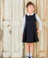 ベビー服 女の子 日本製 リボン付き ワンピース ネイビー(06) モデル画像1