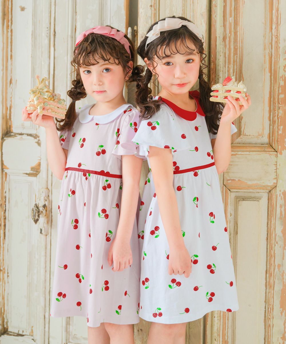 襟付き さくらんぼ リボン ワンピース｜ベビー・子供服 通販 moononnon
