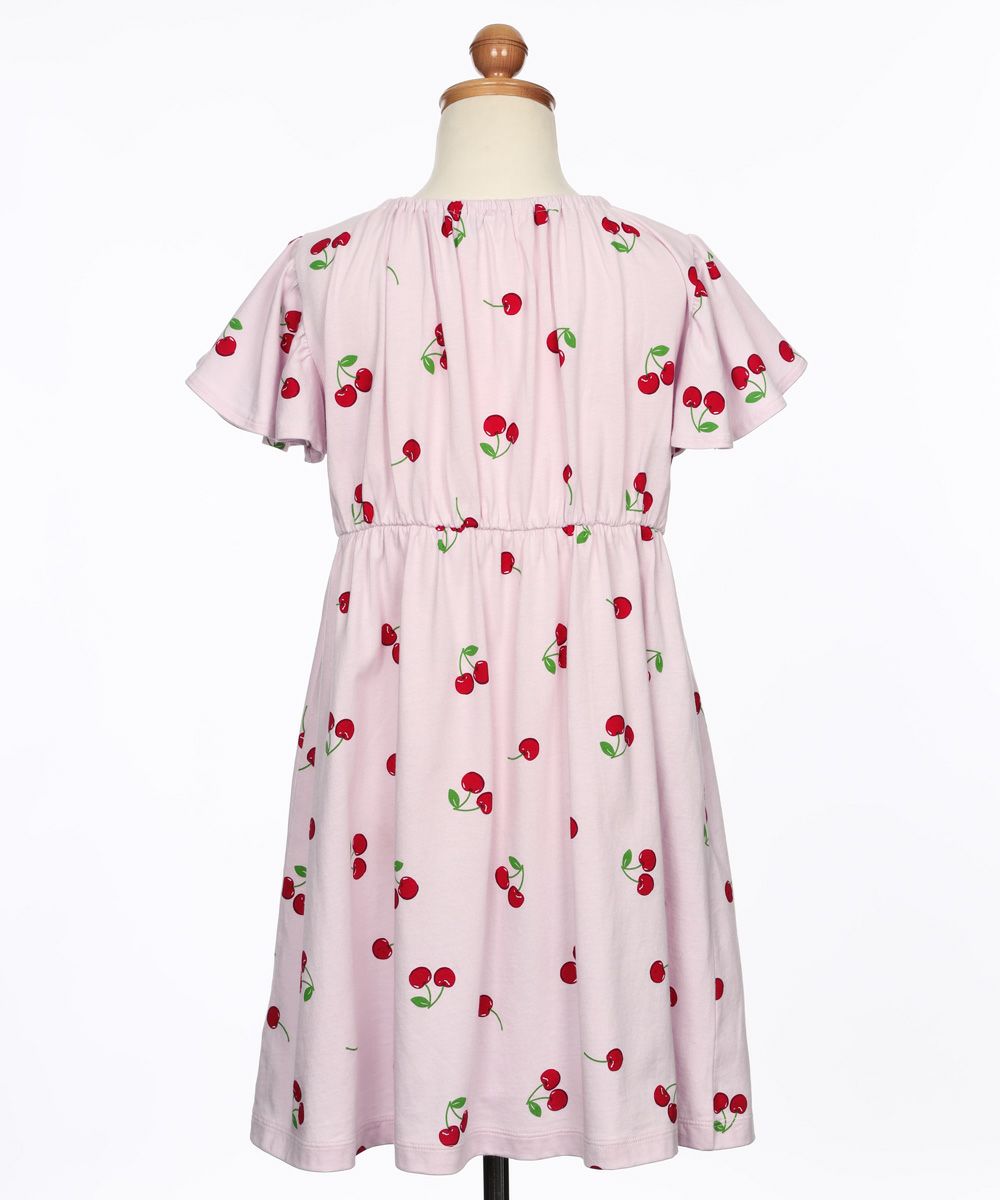 ベビー服 女の子 襟付き さくらんぼ ワンピース ピンク(02) トルソー背面