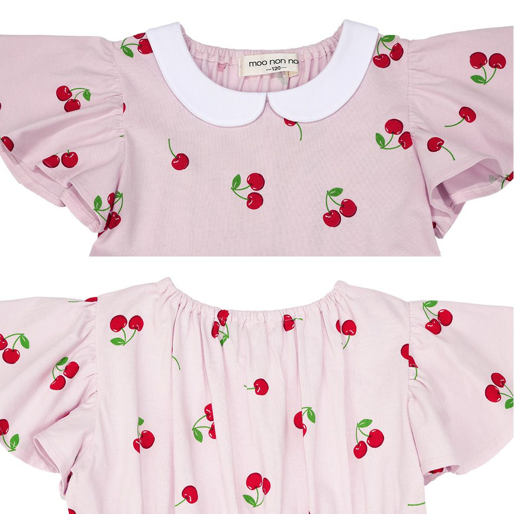 ベビー服 女の子 襟付き さくらんぼ ワンピース ピンク(02) デザインポイント2