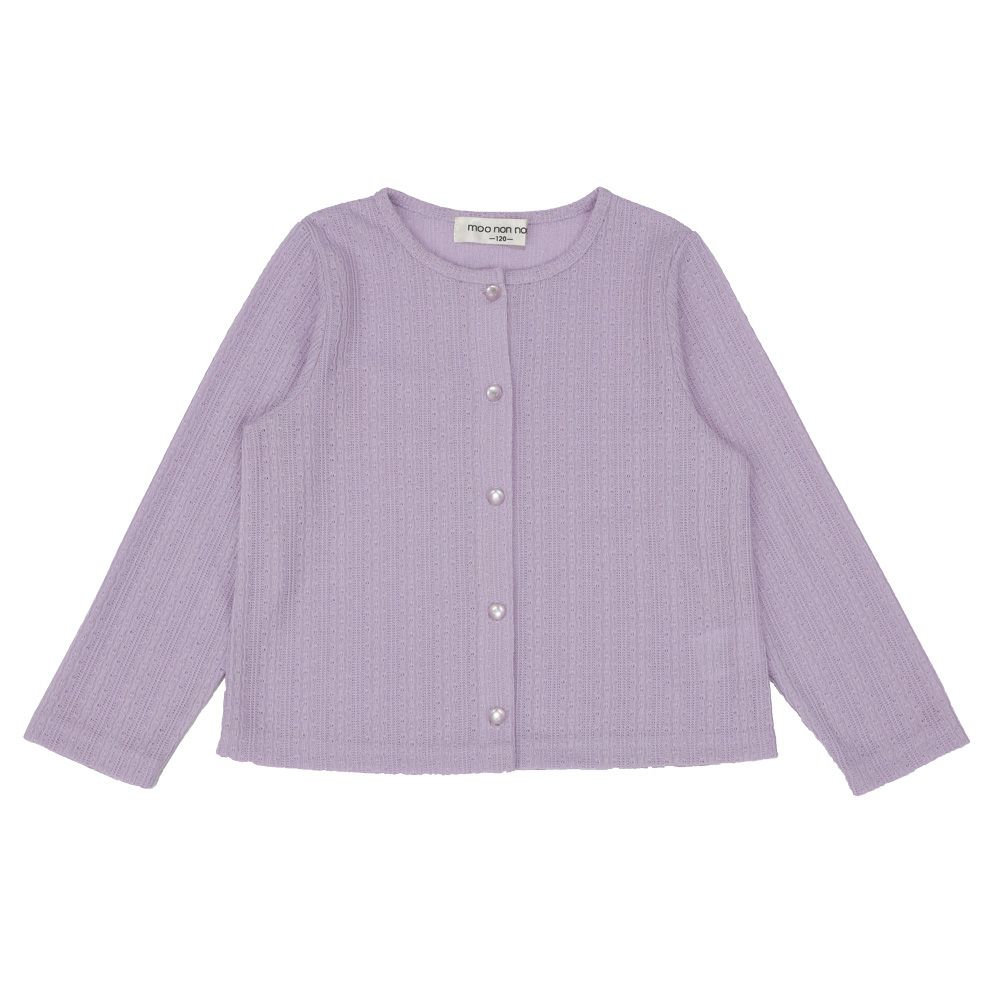 子供服 女の子 透かし柄 カーディガン パープル(91) 正面