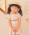 ベビー服 女の子 日本製 綿100％ 小花柄 リボン付き ワンピース ピンク(02) モデル画像1