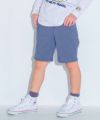 ベビー服 男の子 ストレッチデニム ポケット付き ハーフパンツ ブルー(61) モデル画像全身