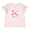 ベビー服 女の子  綿100％ さくらんぼ プリント フリルTシャツ ピンク(02) 正面