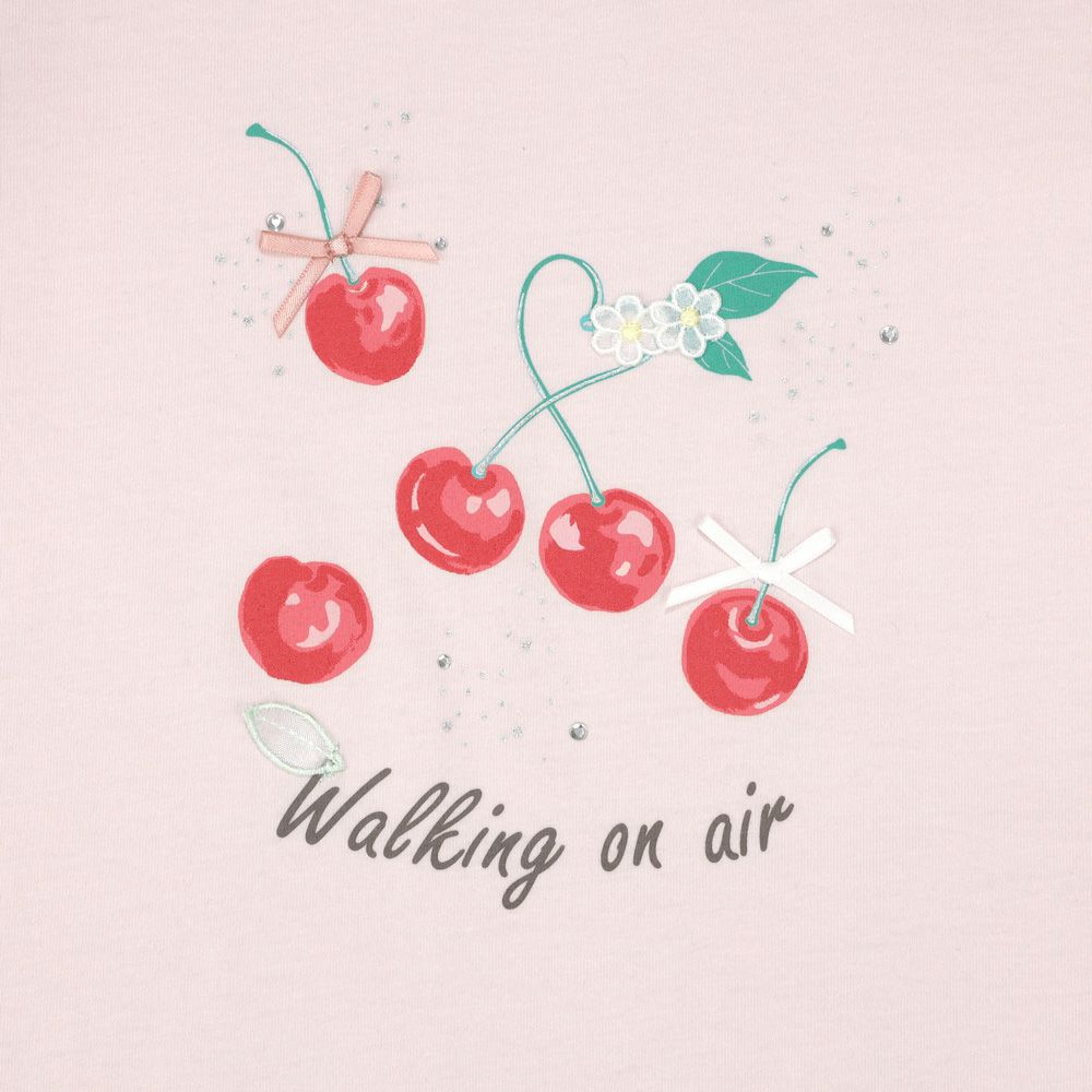 ベビー服 女の子 子ども服 こども キッズ 赤ちゃん 小学生 綿100％ コットン さくらんぼ チェリー プリント フリル ピンク(02) デザインポイント1