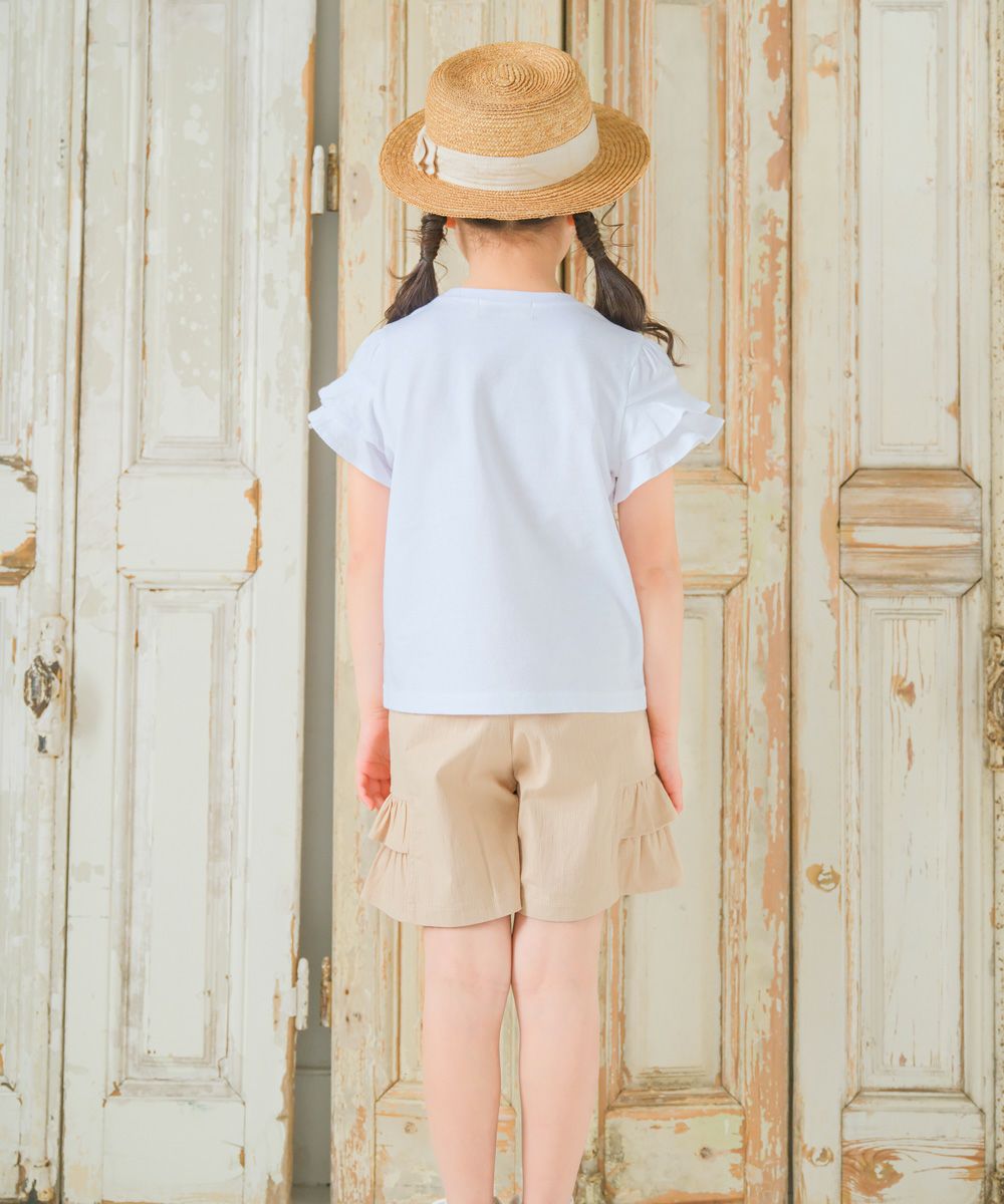 ベビー服 女の子 子ども服 こども キッズ 赤ちゃん 小学生 綿100％ コットン さくらんぼ チェリー プリント フリル オフホワイト(11) モデル画像3