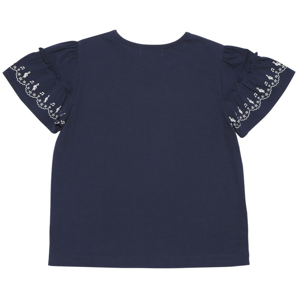 子供服 女の子 綿100％ 音符 リボン フリル ネイビー(06) 背面