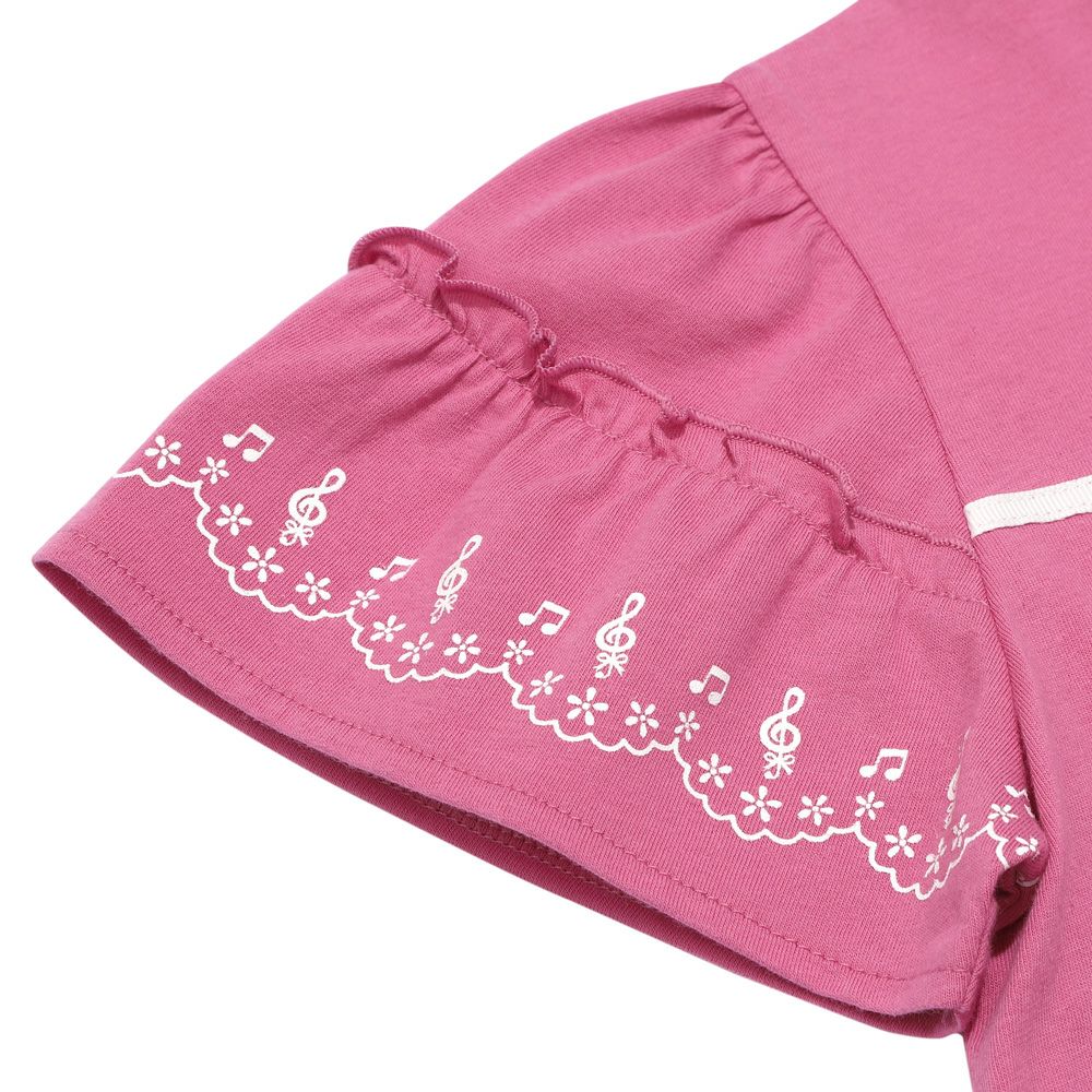 子供服 女の子 綿100％ 音符 リボン フリル ピンク(02) デザインポイント2