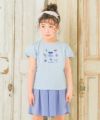 子供服 女の子 ストライプ柄 ボタン ウエストゴム 音符 刺繍 キュロットパンツ ブルー(61) モデル画像3
