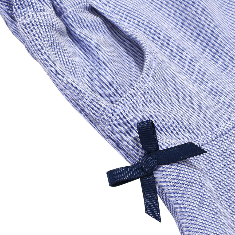 ベビー服 女の子 ストライプ柄 リボン付 キュロットパンツ ブルー(61) デザインポイント1