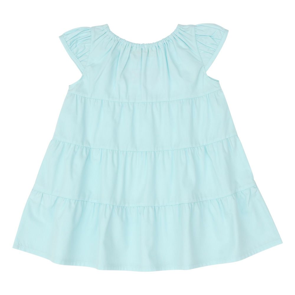 ベビー服 女の子 お花 刺繍  Aライン ワンピース グリーン(08) 背面