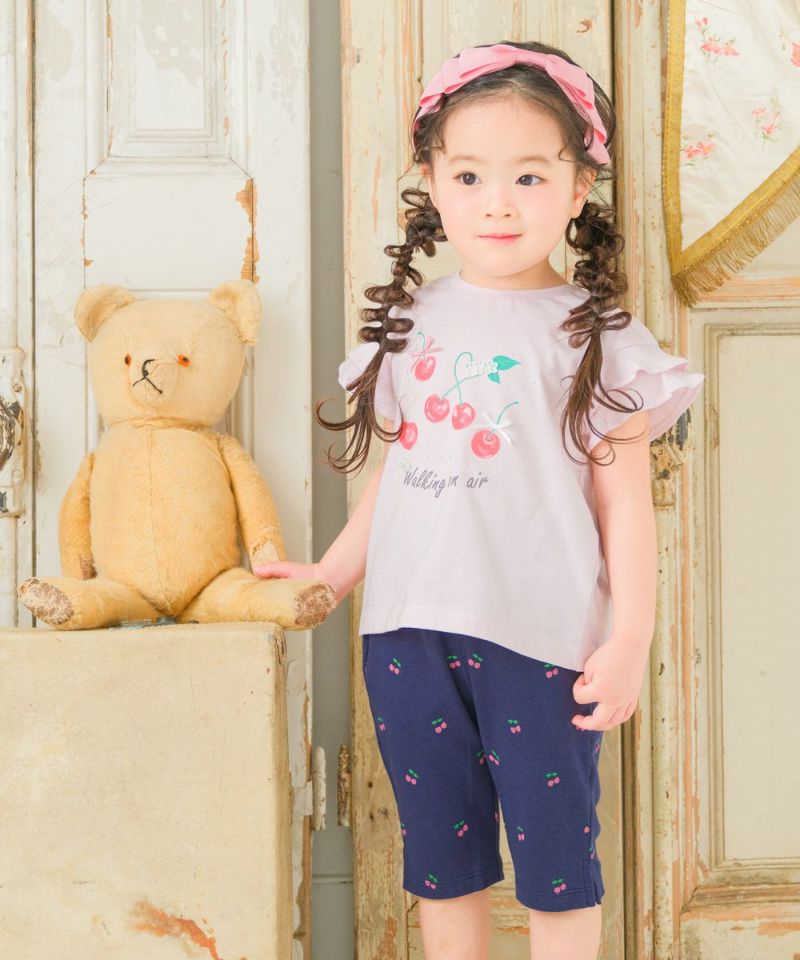 BABY  さくらんぼカットソー ベビー】さくらんぼ総柄裾フリル長袖Tシャツ 02-2305-007