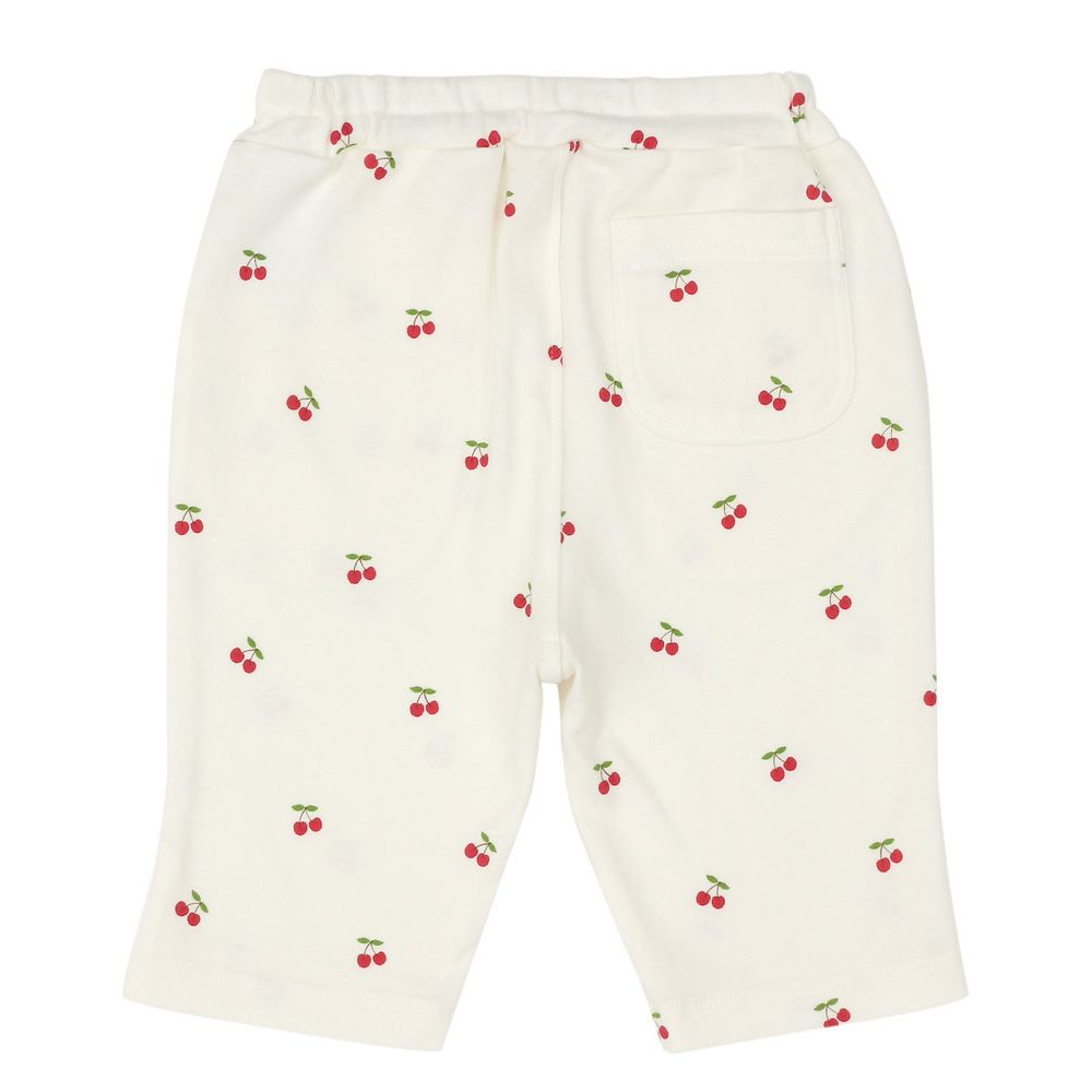 ベビー服 女の子 綿 さくらんぼ柄 プリント パンツ オフホワイト(11) 背面