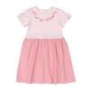 ベビー服 女の子 さくらんぼ柄 リボン付き ギンガムチェック  ドッキングワンピース ピンク(02) 正面