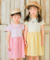 ベビー服 女の子 さくらんぼ柄 リボン付き ギンガムチェック  ドッキングワンピース ピンク(02) モデル画像1