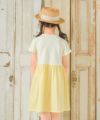 ベビー服 女の子 さくらんぼ柄 リボン付き ギンガムチェック  ドッキングワンピース イエロー(04) モデル画像2