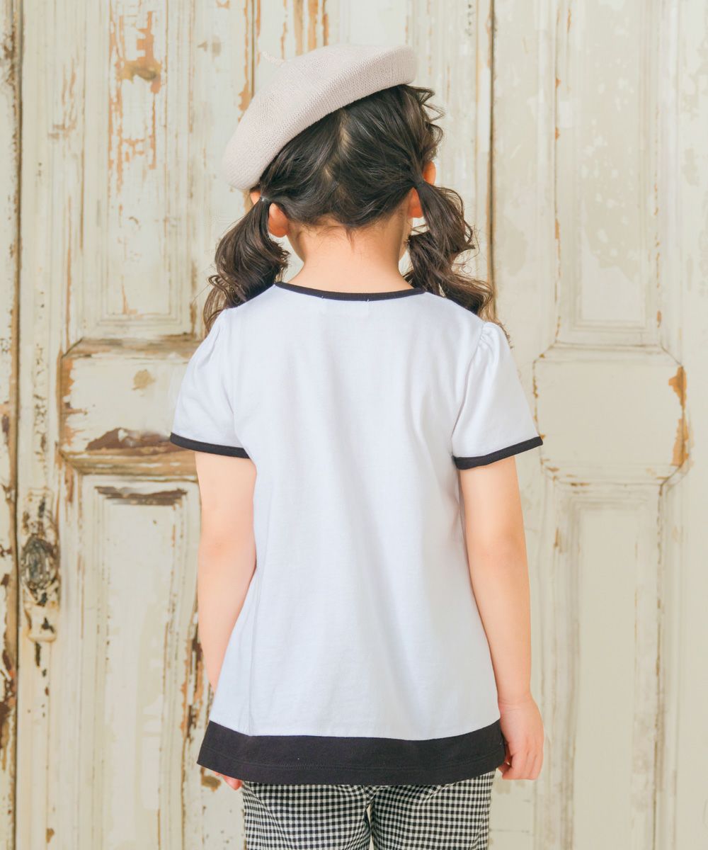 ベビー服 女の子 綿100％ リボン付き ポシェット風 Tシャツ オフホワイト(11) モデル画像2