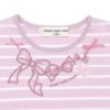 ベビー服 女の子 綿100％ リボン 刺? ボーダー Tシャツ ピンク(02) デザインポイント1