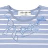 ベビー服 女の子 綿100％ リボン 刺? ボーダー Tシャツ ブルー(61) デザインポイント1