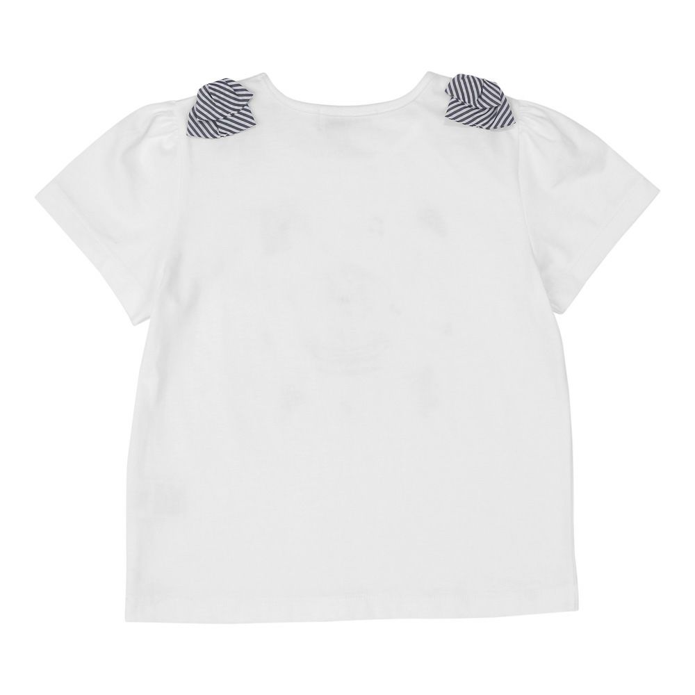 ベビー服 女の子 綿100％ リボン付き 音符柄 Tシャツ オフホワイト(11) 背面