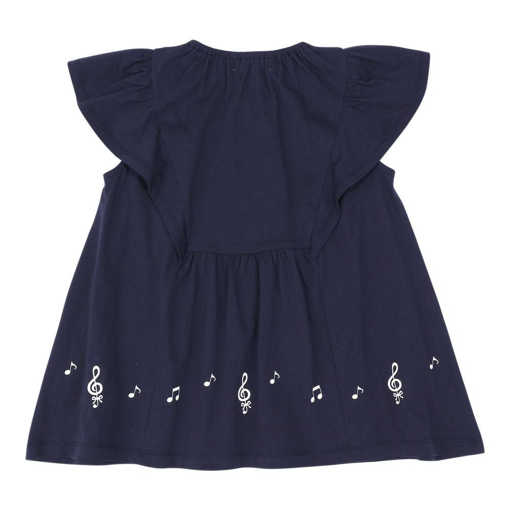 子供服 女の子 綿100％ 音符 リボン付き Aライン Tシャツ ネイビー(06) 背面