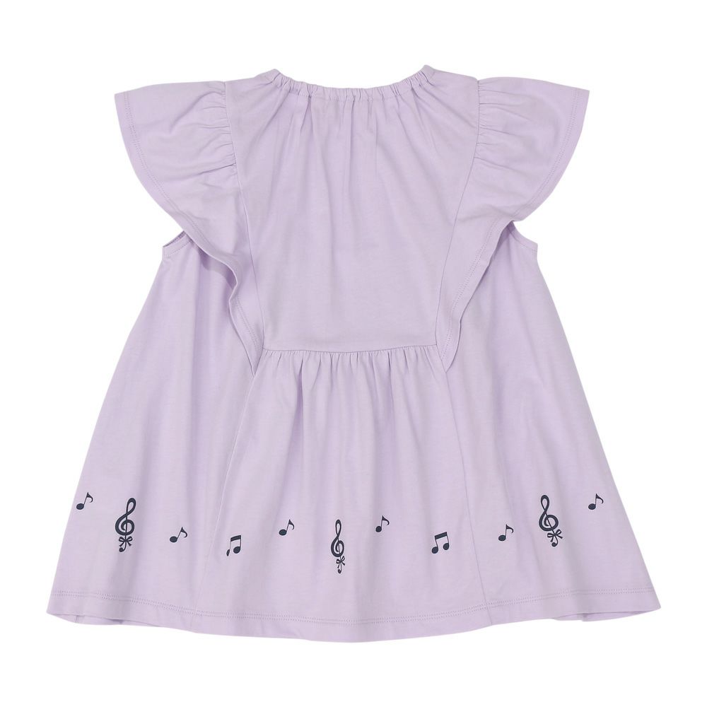 子供服 女の子 綿100％ 音符 リボン付き Aライン Tシャツ パープル(91) 背面