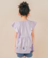 子供服 女の子 綿100％ 音符 リボン付き Aライン Tシャツ パープル(91) モデル画像2