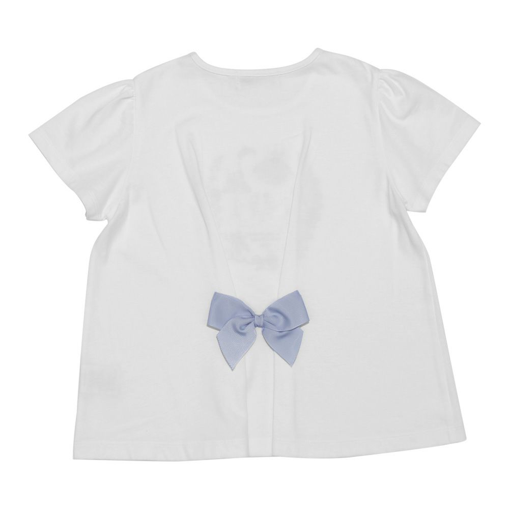 ベビー服 女の子 ラメ キラキラ プリント リボン付き Tシャツ オフホワイト(11) 背面