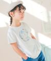 ベビー服 女の子 ラメ キラキラ プリント リボン付き Tシャツ オフホワイト(11) モデル画像アップ