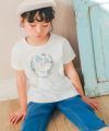 ベビー服 女の子 ラメ キラキラ プリント リボン付き Tシャツ オフホワイト(11) モデル画像1