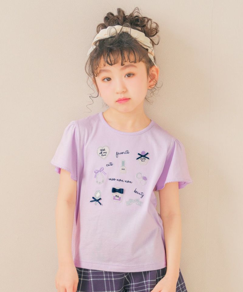 ベビー服 女の子 綿100％ リボン付き キラキラ プリント Tシャツ