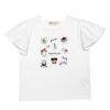 ベビー服 女の子 綿100％ リボン付き キラキラ プリント Tシャツ オフホワイト(11) 正面