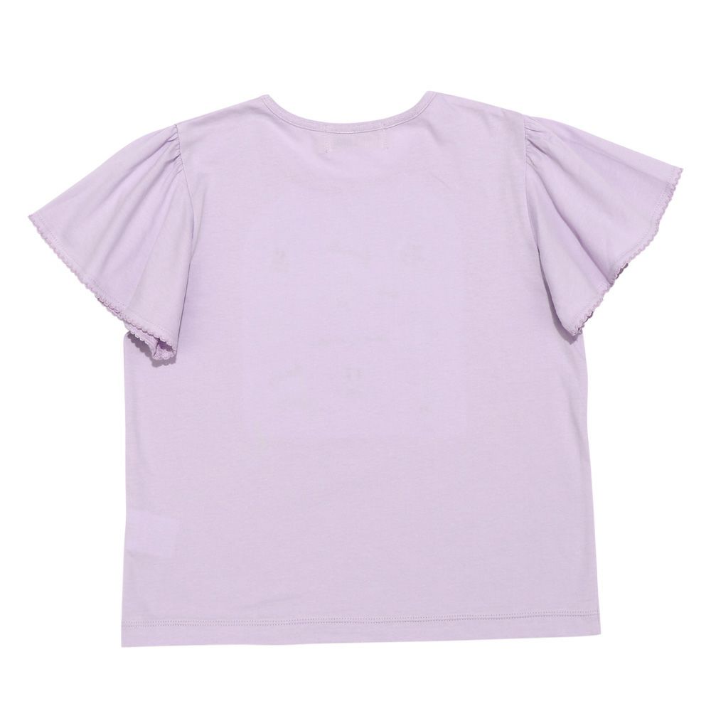 ベビー服 女の子 綿100％ リボン付き キラキラ プリント Tシャツ パープル(91) 背面