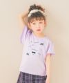 ベビー服 女の子 綿100％ リボン付き キラキラ プリント Tシャツ パープル(91) モデル画像アップ