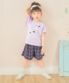 ベビー服 女の子 綿100％ リボン付き キラキラ プリント Tシャツ パープル(91) モデル画像1