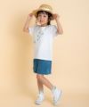 子供服 女の子 音符ロゴ付き デニム ショートパンツ ブルー(61) モデル画像3