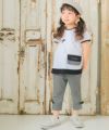 子供服 女の子 ストレッチ素材 ギンガムチェック柄 ７分丈パンツ ホワイト×ブラック(10) モデル画像アップ カプリパンツ