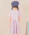 ベビー服 女の子 リボン付 Aライン ボーダー ワンピース ピンク(02) モデル画像2